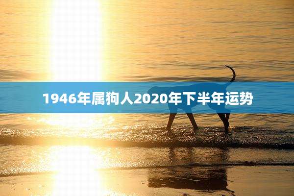 1946年属狗人2020年下半年运势