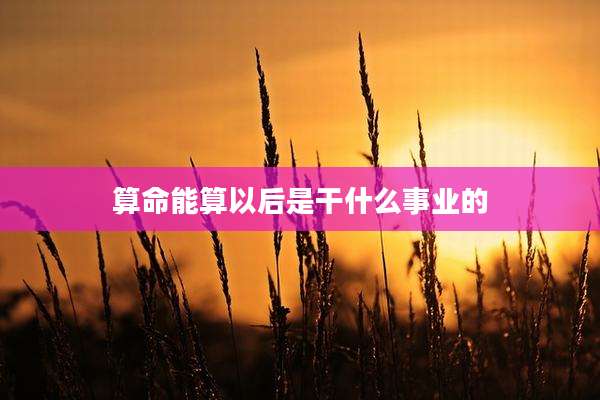 算命能算以后是干什么事业的