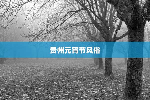 贵州元宵节风俗