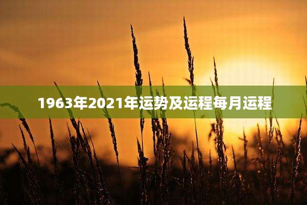 1963年2021年运势及运程每月运程