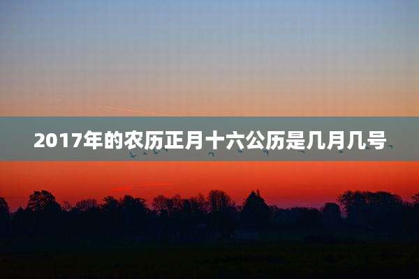 2017年的农历正月十六公历是几月几号