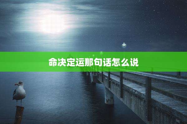 命决定运那句话怎么说