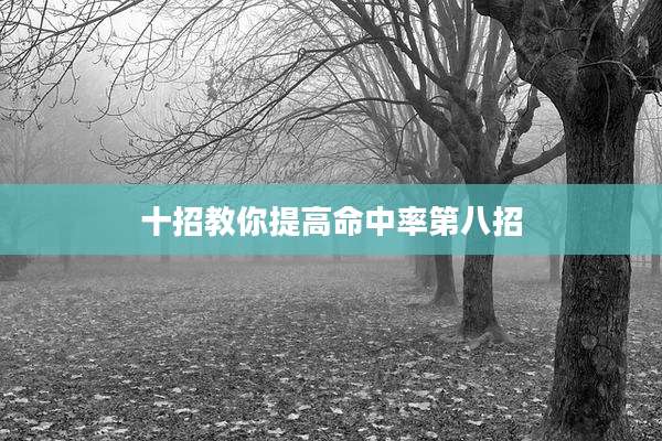 十招教你提高命中率第八招