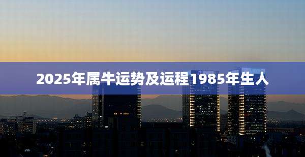 2025年属牛运势及运程1985年生人