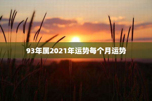 93年属2021年运势每个月运势