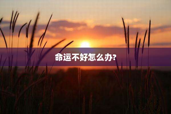 命运不好怎么办?