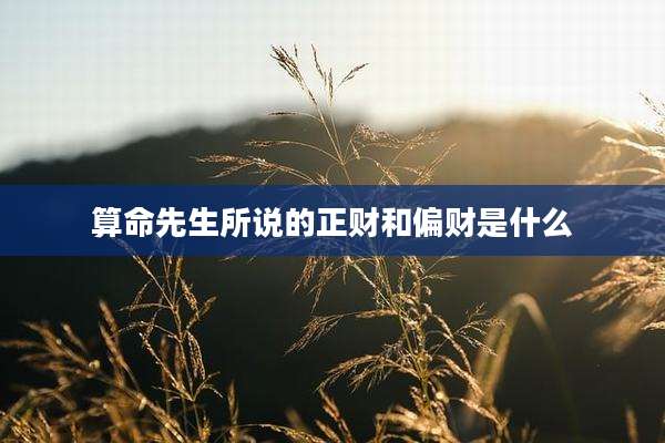 算命先生所说的正财和偏财是什么