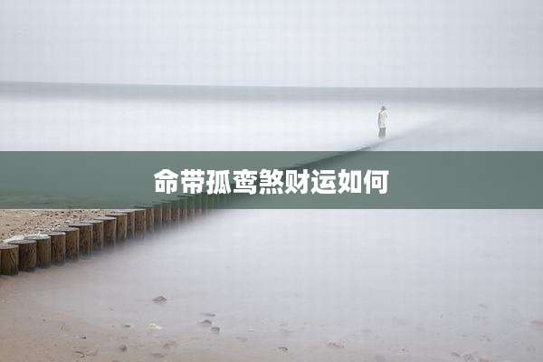 命带孤鸾煞财运如何