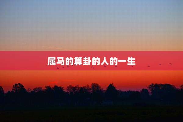 属马的算卦的人的一生