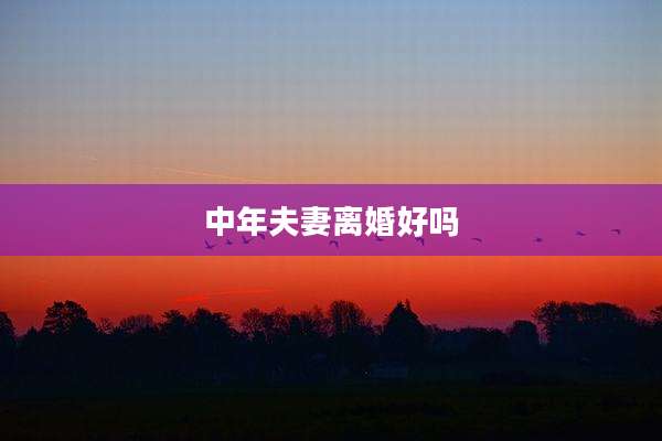 中年夫妻离婚好吗