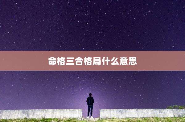 命格三合格局什么意思