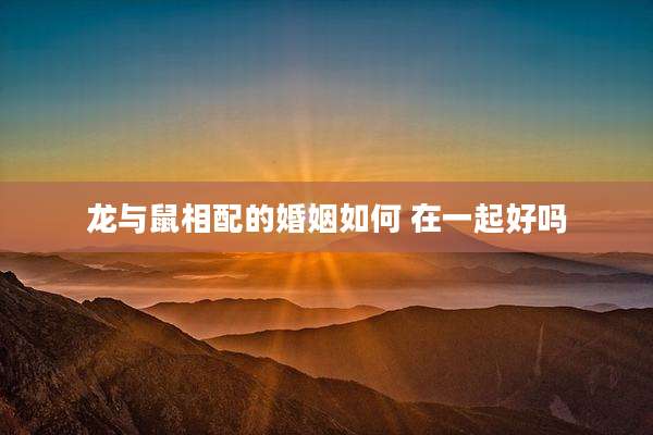 龙与鼠相配的婚姻如何 在一起好吗