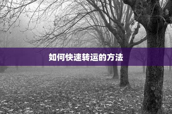 如何快速转运的方法