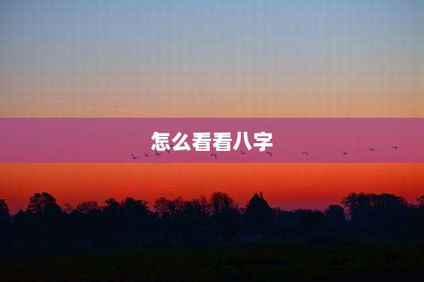 怎么看看八字