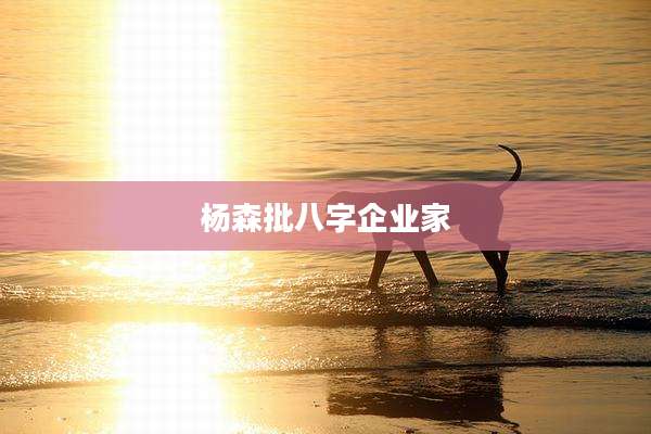 杨森批八字企业家