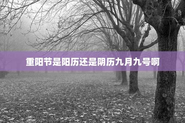重阳节是阳历还是阴历九月九号啊
