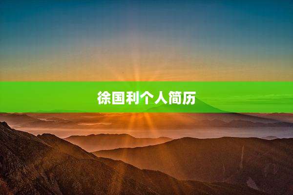 徐国利个人简历