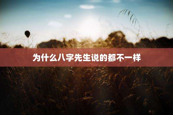 为什么八字先生说的都不一样