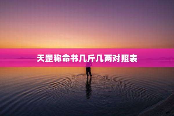 天罡称命书几斤几两对照表