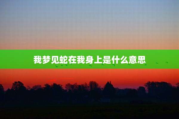 我梦见蛇在我身上是什么意思