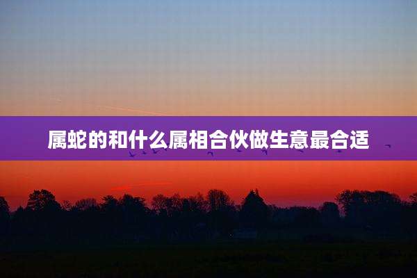 属蛇的和什么属相合伙做生意最合适