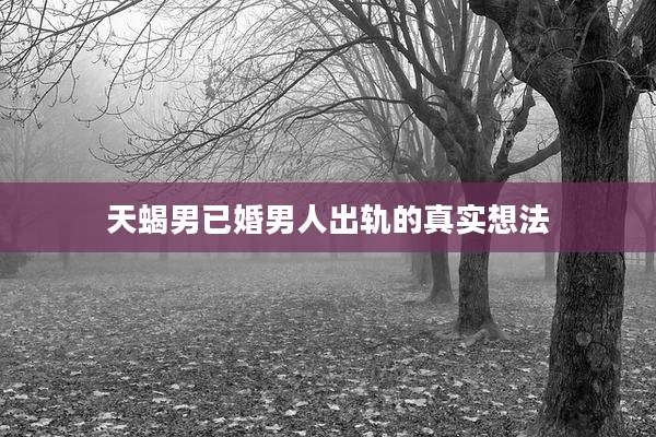 天蝎男已婚男人出轨的真实想法