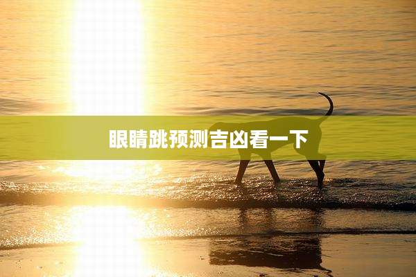 眼睛跳预测吉凶看一下