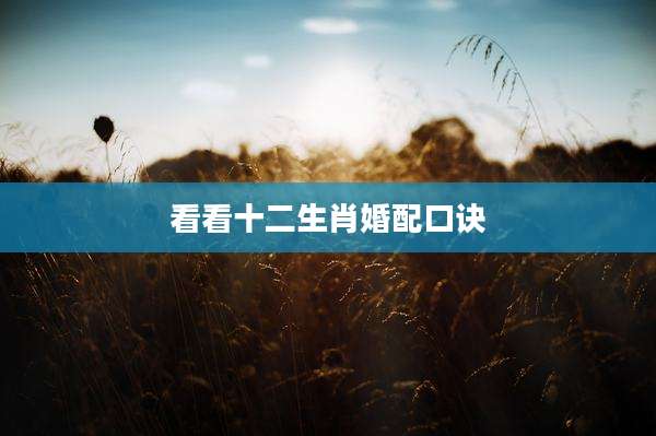 看看十二生肖婚配口诀