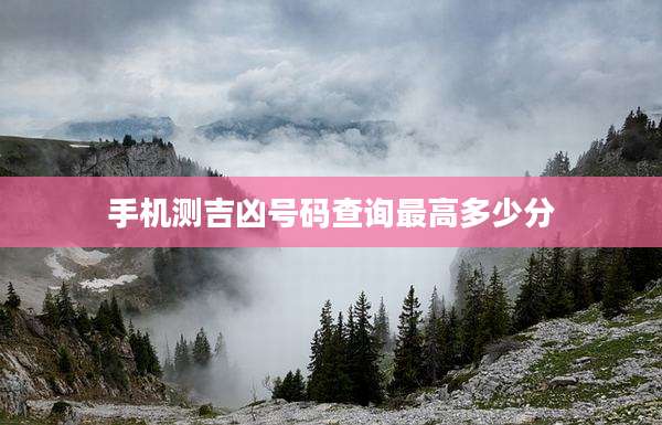 手机测吉凶号码查询最高多少分