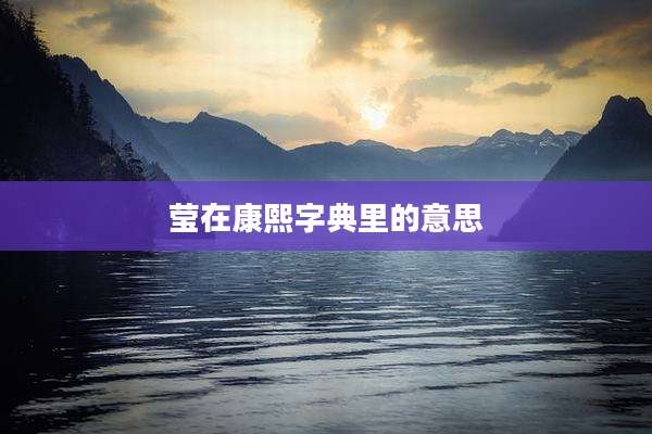 莹在康熙字典里的意思