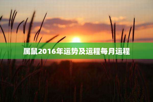 属鼠2016年运势及运程每月运程