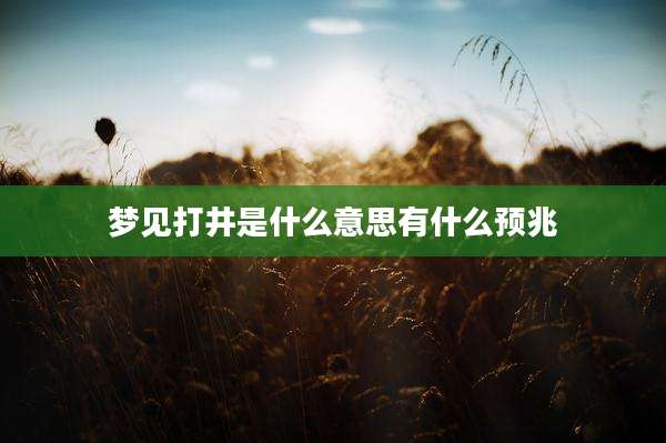 梦见打井是什么意思有什么预兆