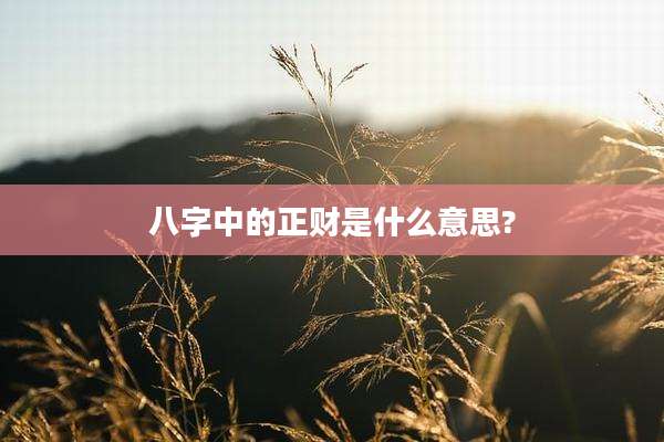 八字中的正财是什么意思?