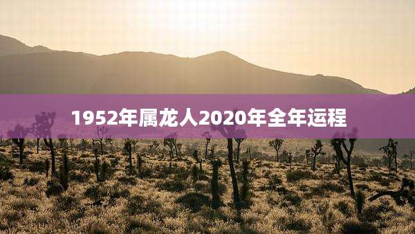 1952年属龙人2020年全年运程