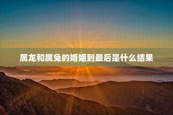 属龙和属兔的婚姻到最后是什么结果