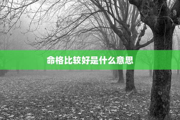 命格比较好是什么意思