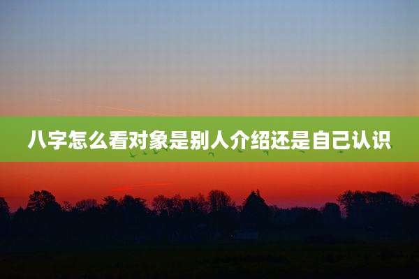 八字怎么看对象是别人介绍还是自己认识