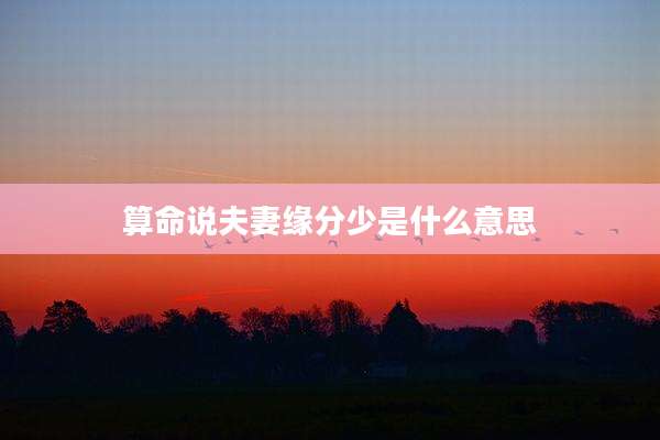 算命说夫妻缘分少是什么意思