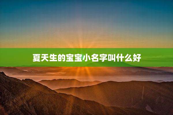 夏天生的宝宝小名字叫什么好