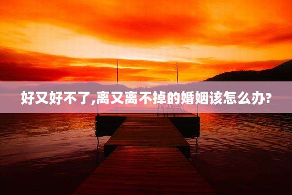 好又好不了,离又离不掉的婚姻该怎么办?