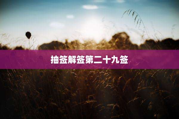 抽签解签第二十九签