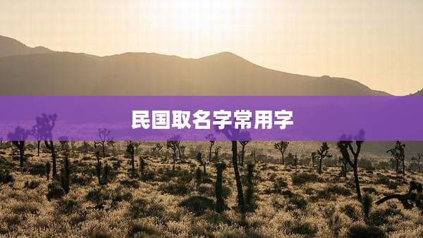 民国取名字常用字