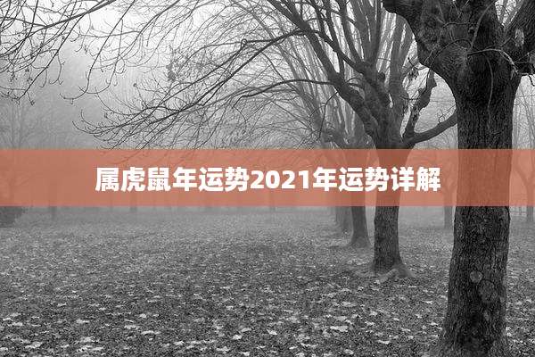 属虎鼠年运势2021年运势详解