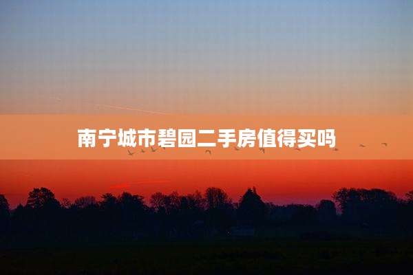 南宁城市碧园二手房值得买吗