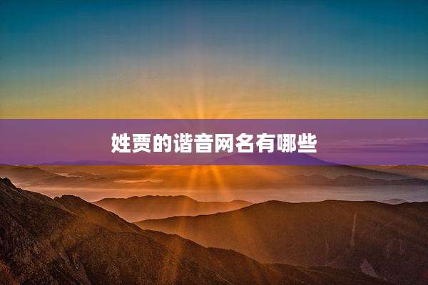 姓贾的谐音网名有哪些