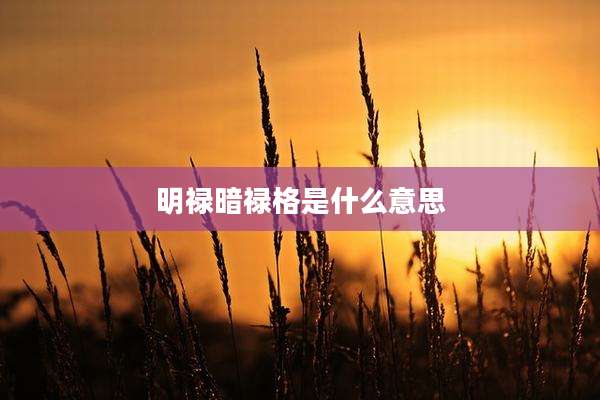 明禄暗禄格是什么意思