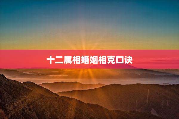 十二属相婚姻相克口诀