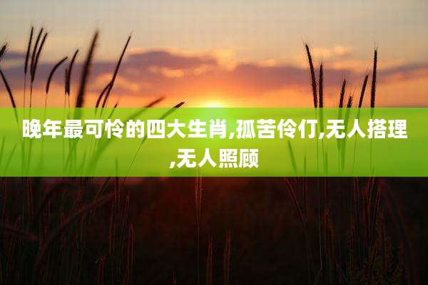 晚年最可怜的四大生肖,孤苦伶仃,无人搭理,无人照顾