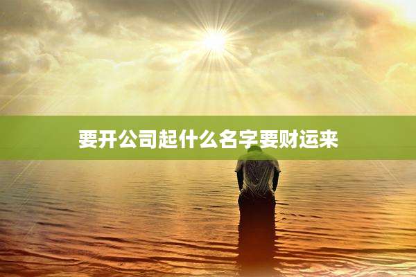 要开公司起什么名字要财运来