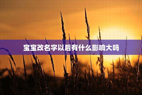 宝宝改名字以后有什么影响大吗
